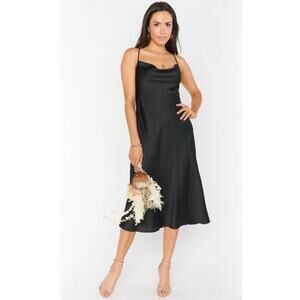 Show Me Your Mumu Black Verona Cowl Slip Dress Midi Women’s L